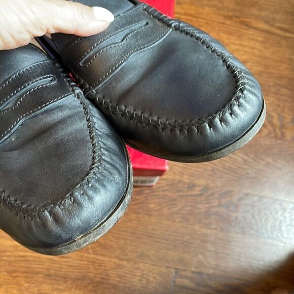 Salvatore‎ Ferragamo “Ponza” black calf slip on penny loafers